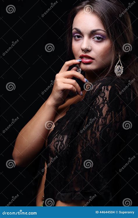 Sensual Woman In Lace Negligee Stock Photo Image Of Glamour Sensual