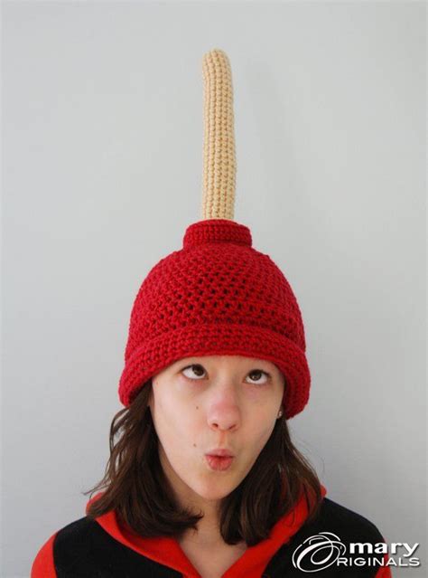 Plunger Hat Gag T Funny Hat Toilet Hat Winter Hat Etsy Crochet