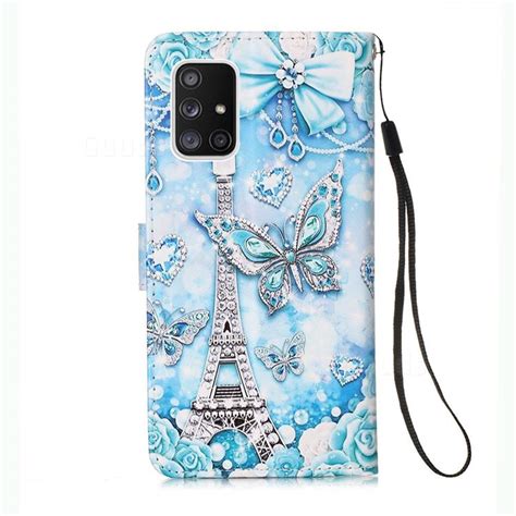 Tower Butterfly Matte Leather Wallet Phone Case For Samsung Galaxy A51