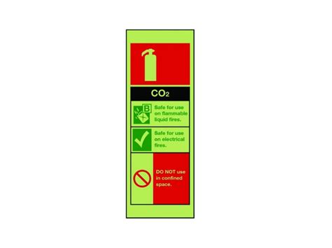 Fire Equipment Co2 Fire Extinguisher Sign 75mm X 210mm
