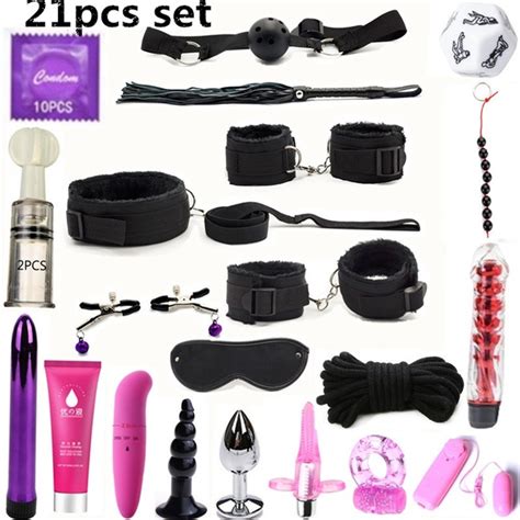 21pcs set sex toys for couples bondage set vibrator plug flirt games toys nylon restraint bdsm