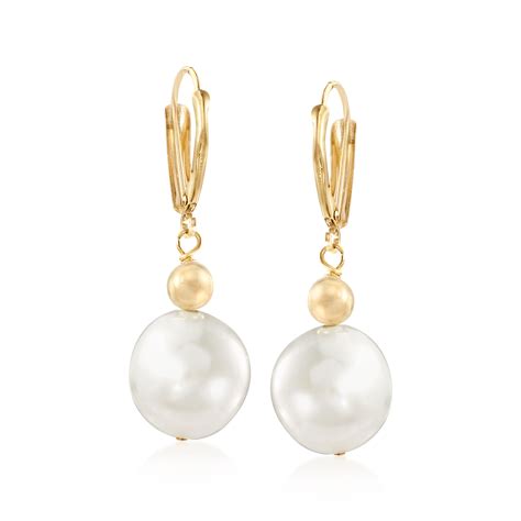 12 13mm Cultured Pearl Drop Earrings In 14kt Yellow Gold Ross Simons