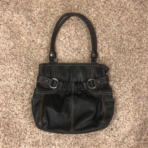 Black Genuine Leather Tignanello Purse In Brown Leather Handbags