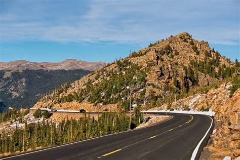 Highway In Alpine Tundra Rocky Mountains Colorado Stock Photo