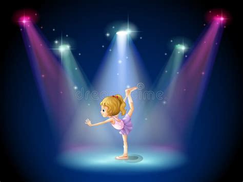 A Stage With A Ballet Dancer In The Middle Stock Vector Illustration