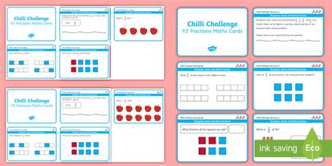 Year 2 Maths Fractions Chilli Challenge Cards Teacher Made