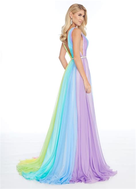 Ashley Lauren 1863 Pastel Rainbow Prom Dress Formal Chiffon Pageant Gown In 2021 Rainbow Prom