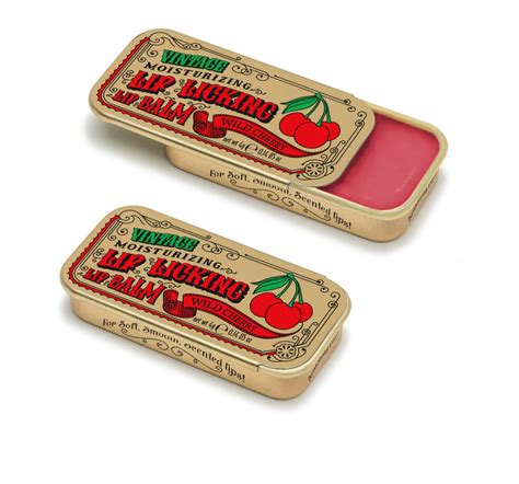 Wild Cherry Lip Licking Flavored Lip Balm Vintage Slider Tin Tinte Cosmetics