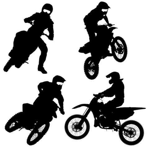 Premium Vector Set Of Biker Motocross Silhouettes Vector Illustration