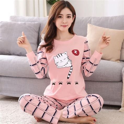 Sleepy Cat Pajama Fashion Cat Design Cute Sleepwear Pajamas Women Sleepwear Women Pajamas