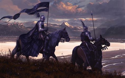 Wallpaper Digital Art Knight Soldier Horse Flag Warrior