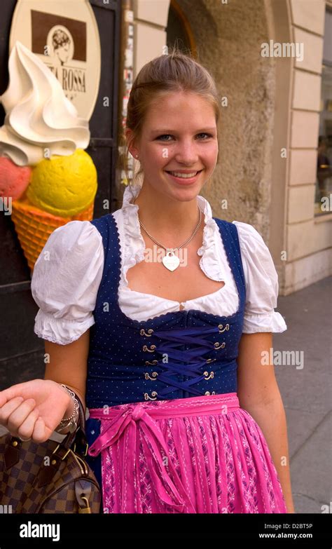 Woman In Traditional Dress In Downtown Salzburg Austria Stock Photo Alamy