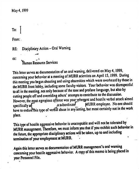 Offer of assistance to family during employee illness. Disciplinary Write Up Samples | Letters - Free Sample Letters