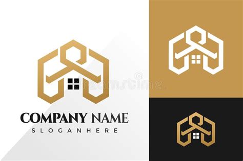 Logotipo Del Monograma De Hexagón Ie House Para La Construcción