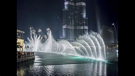 The Dubai Fountain Night View Burj Khalifa Fountain Show Youtube