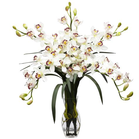 Cymbidium Orchid Silk Flower Arrangement 1184 Nearly Natural