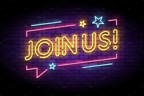 Join Us Sign In Glowing Neon Style Textures ~ Creative Market