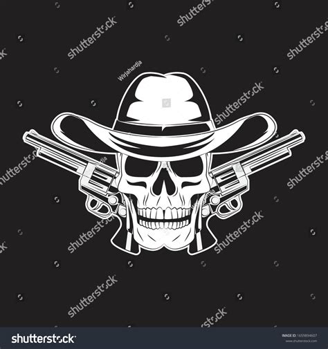 Cowboy Skull Two Gun Skull Logo Stock Vector Royalty Free 1659894607