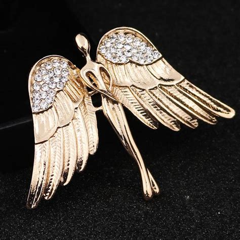 Elegant Angel Wings Brooches Crystal Brooch Pin For Men Women Party