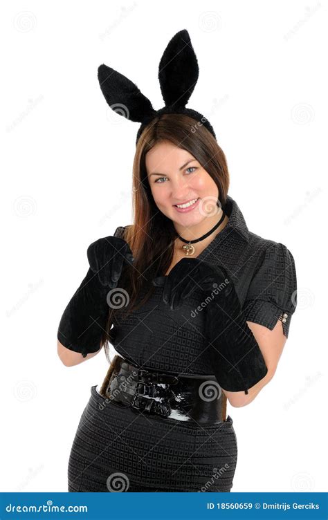 Pretty Seductive Brunette Girl With Bunny Ears Royalty Free Stock