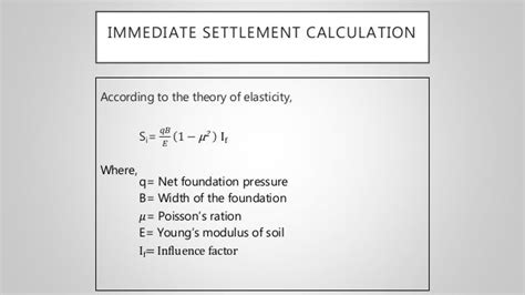 Determination Of Immediate Settlement