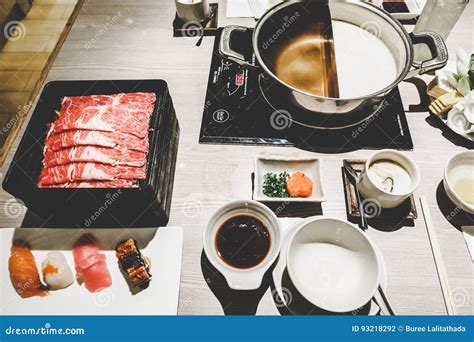 Beef Shabu Set Stock Photo Image Of Style Sauce Sukiyaki 93218292