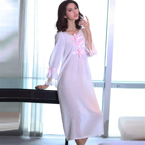 Longue Full Sleeve White Long Nightgown Princess Nightgown Pregnant