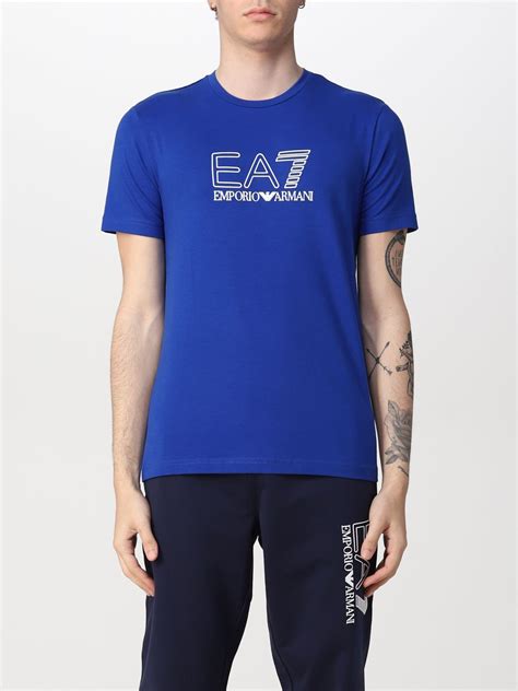 Ea7 Cotton T Shirt With Logo Gnawed Blue Ea7 T Shirt 3lpt62pj03z