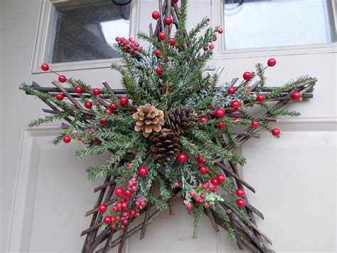 Christmas Twig Star Wreath Swag Or Decor With Berries