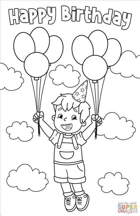 Beautiful happy birthday coloring pages for your child. Happy Birthday with Boy coloring page | Free Printable ...