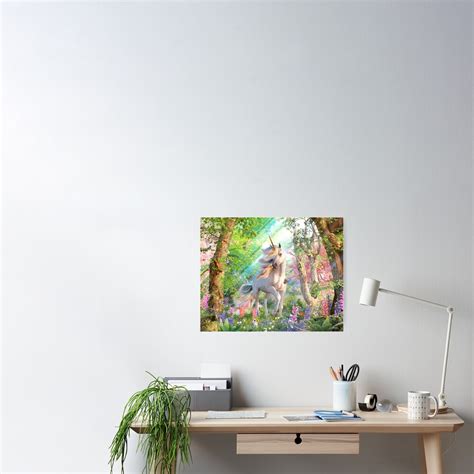Unicorn Enchanted Forest Poster For Sale By Davidpenfound Redbubble