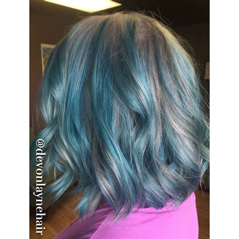 Tealturquoise Hair With Natural Whitegray Hair Using Balayage
