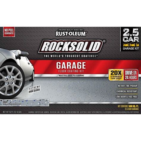 Rust Oleum Rocksolid 152 Oz Gray Polycuramine 25 Car Garage Floor Kit