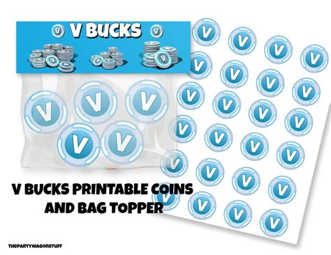 Printable Fortnite V Bucks Candy Coin Circle And Treat Bag Etsy