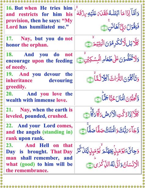 Surah Al Fajr With English Translation