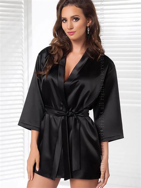 Irall Satin Collection Aria Robe Black Beautiful Sexy Lingerie At