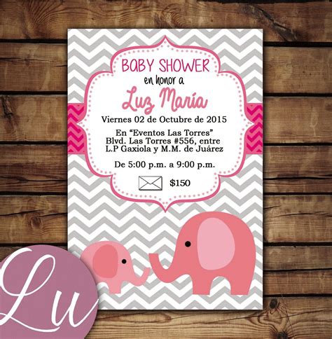 Invitacion Digital Baby Shower Elefantito Niña 7000 En Mercado Libre