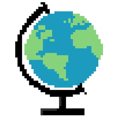 Globe Pixel Art Illustration Vectorielle Vecteur Premium