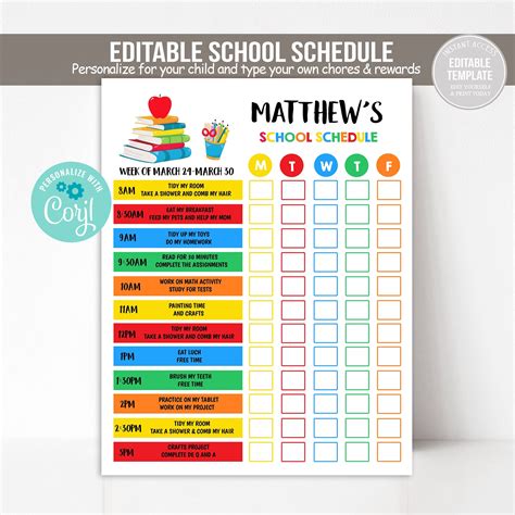 Editable Home School Schedule Homeschool Schedule Daily Etsy School
