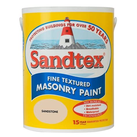 Sandtex Fine Textured Masonry Paint Microseal Technology Litre Sandstone