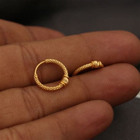 22k Gold Hoop Earrings Jewelry From India P1837 Etsy