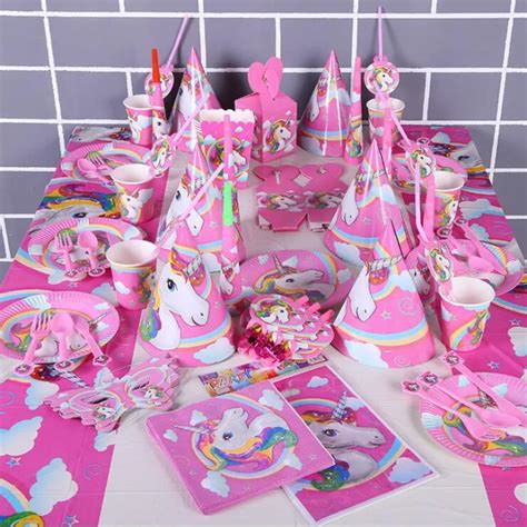 unicorn theme party unicornio disposable tableware unicorn decor supplies birthday party