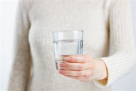 Woman Holds A Glass Of Water In Her Hands Stock Photo Image Of