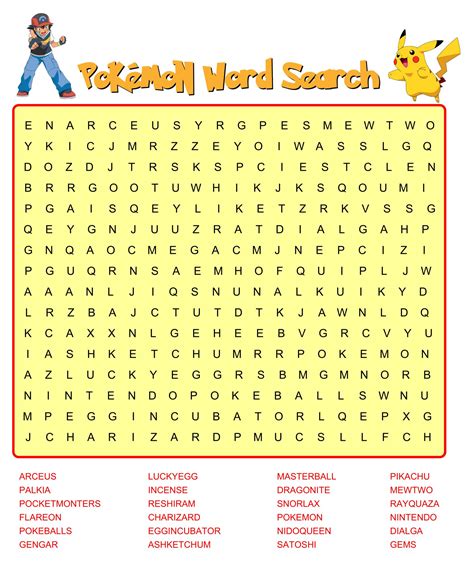 5 Best Images Of Pokemon Word Search Puzzles Printable Printable Word