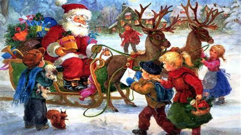Download Nostalgic Snowy Christmas Scene Wallpaper