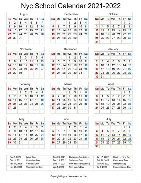 ️nyc School Calendar 2021 With Holidays New York