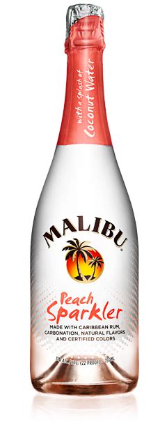 A match made in tropical heaven, malibu lime adds a citrus flavor twist to the wildly popular malibu caribbean rum with coconut liqueur that makes beach . Malibu Peach Sparkler - Sparkling Rum | Malibu rum, Malibu ...