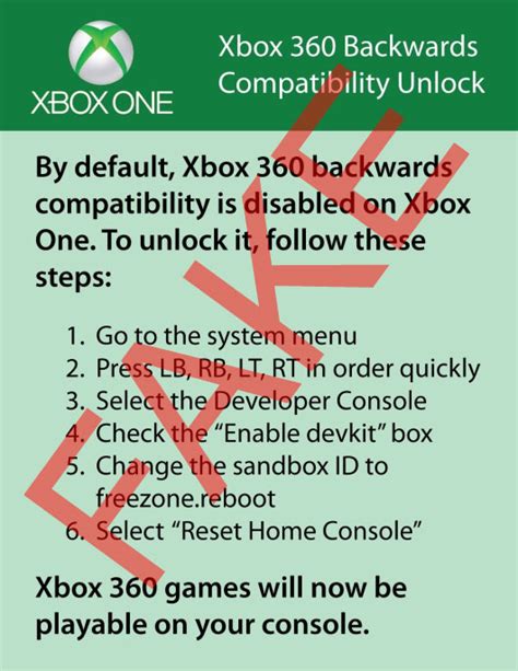 Fake Xbox One Backwards Compatibility Guide