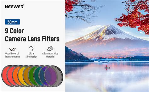 Neewer 9pcs Full Color Lens Filter Set 58mm Resin Lens Filters With