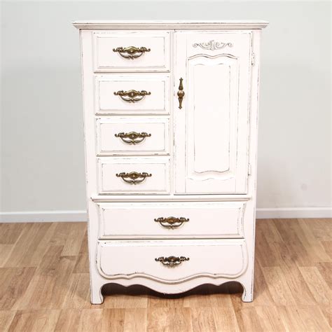This Shabby Chic Highboy Dresser Is Featured In A Solid Wood With A